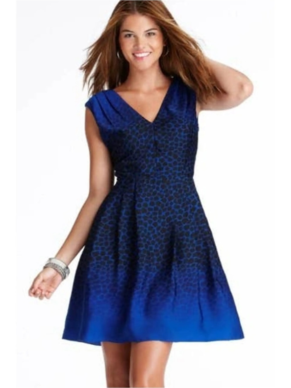 🆕 Ann Taylor LOFT Dress 💙🖤 Blue w/ Black 🖤💙 Animal Print Design - 4P